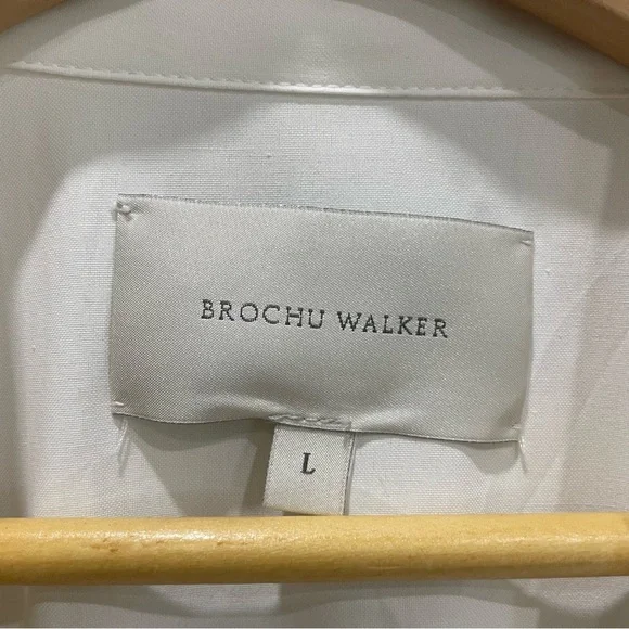 NWT Brochu Walker Havana Mini Dress White Tiered Puff Sleeve Button Front Large - Picture 8 of 16